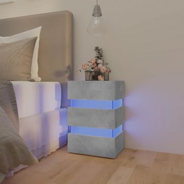 Gossi dulap noptiera, cu led, gri beton, 45x35x67 cm, lemn prelucrat