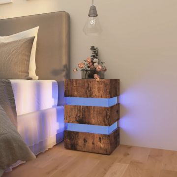 Gossi dulap noptiera cu led, stejar afumat, 45x35x67cm lemn prelucrat