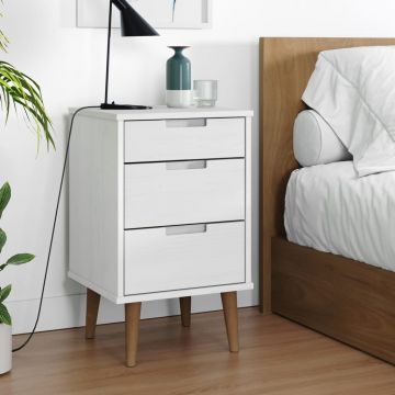 Gossi dulap noptiera molde, alb, 40x35x65 cm, lemn masiv de pin