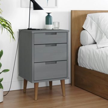 Gossi dulap noptiera molde, gri, 40x35x65 cm, lemn masiv de pin