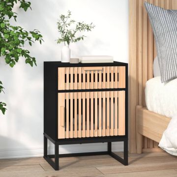 Gossi dulap noptiera, negru, 40x30x55,5 cm, lemn prelucrat&fier