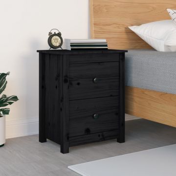 Gossi dulap noptiera, negru, 50x35x61,5 cm, lemn masiv de pin