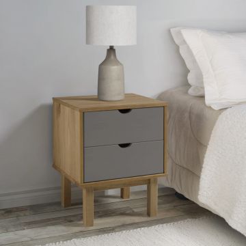 Gossi dulap noptiera otta, maro/gri, 45x39x57 cm, lemn masiv pin