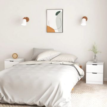 Gossi dulapuri noptiera, 2 buc., alb, 40x40x50 cm, lemn prelucrat