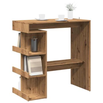 Gossi masa bar cu raft de depozitare stejar artizanal 100x50x101,5cm