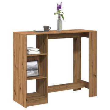 Gossi masa bar cu raft stejar artizanal 124x46x103,5cm lemn prelucrat