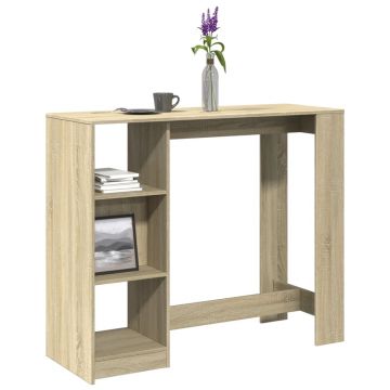 Gossi masa bar cu raft stejar sonoma, 124x46x103,5 cm, lemn prelucrat
