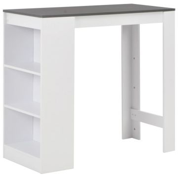 Gossi masa bar cu rafturi, alb, 110x50x103 cm