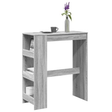 Gossi masa bar cu rafturi, gri sonoma, 90x40x103,5 cm, lemn prelucrat