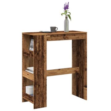 Gossi masa bar cu rafturi, lemn vechi, 90x40x103,5 cm, lemn prelucrat