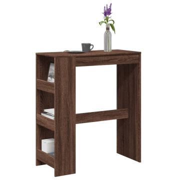 Gossi masa bar cu rafturi, stejar maro, 90x40x103,5 cm lemn prelucrat