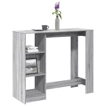 Gossi masa bar raft stejar sonoma gri 124x46x103,5 cm lemn prelucrat