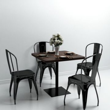 Gossi masa bistro, mdf si otel, patrata, 80x80x75 cm, cenusiu inchis