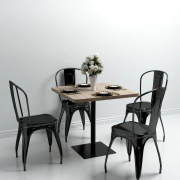 Gossi masa bistro, mdf si otel, patrata, 80x80x75 cm, culoare stejar