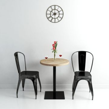 Gossi masa bistro, mdf si otel, rotunda, 60x75 cm, culoare stejar