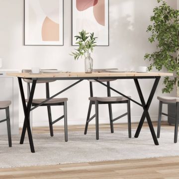 Gossi masa bucatarie, cadru x, 140x80x75,5 cm lemn masiv pin si fonta