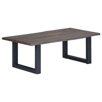 Gossi masa cafea, muchii naturale gri 115x60x40 cm, lemn masiv acacia