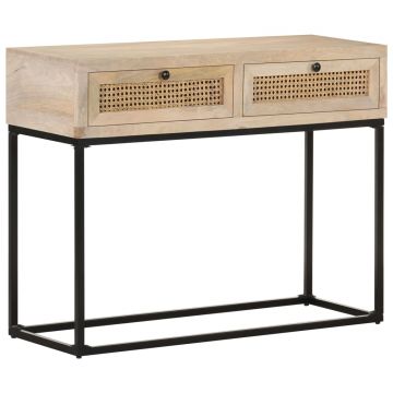 Gossi masa consola, 100x35x76 cm, lemn masiv mango/trestie naturala