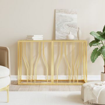 Gossi masa consola, 110x30x70 cm, otel inoxidabil si sticla