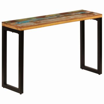 Gossi masa consola, 120x35x76 cm, lemn masiv reciclat si otel