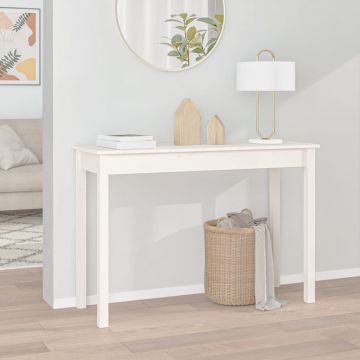 Gossi masa consola, alb, 110x40x75 cm, lemn masiv de pin