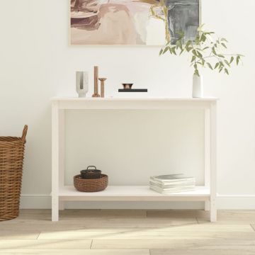 Gossi masa consola, alb, 110x40x80 cm, lemn masiv de pin