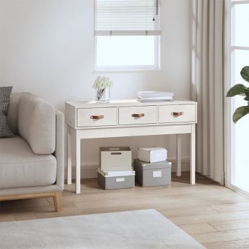 Gossi masa consola, alb, 114x40x75 cm, lemn masiv de pin