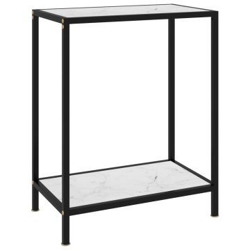 Gossi masa consola, alb, 60 x 35 x 75 cm, sticla securizata