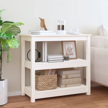 Gossi masa consola, alb, 80x40x74 cm, lemn masiv de pin