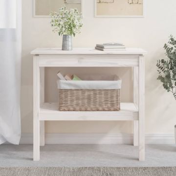 Gossi masa consola, alb, 80x40x75 cm, lemn masiv de pin