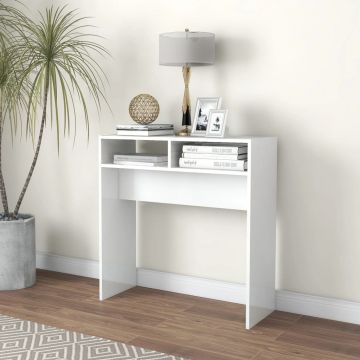 Gossi masa consola, alb extralucios, 78x30x80 cm, lemn prelucrat
