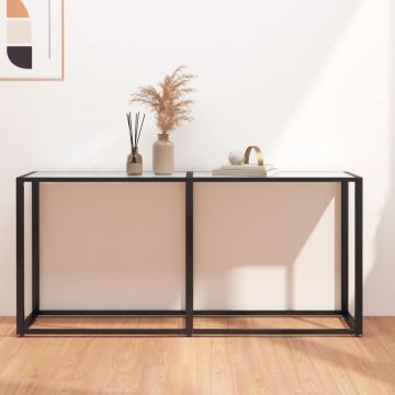 Gossi masa consola, alb marmura, 160x35x75,5 cm, sticla securizata