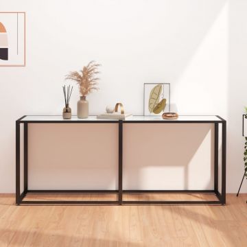 Gossi masa consola, alb marmura, 180x35x75,5 cm, sticla securizata