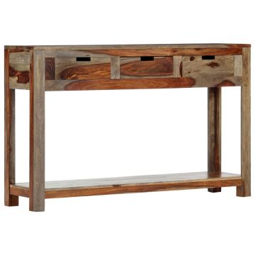 Gossi masa consola cu 3 sertare, 120x30x75 cm, lemn masiv de sheesham