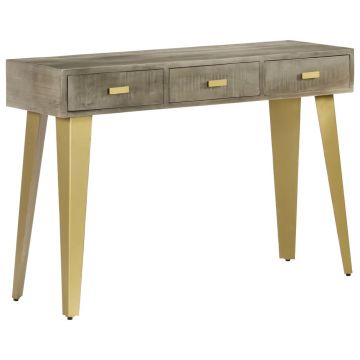 Gossi masa consola, gri, 110x35x76 cm, lemn masiv mango & alama