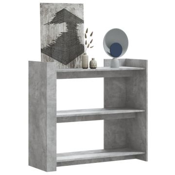 Gossi masa consola, gri beton, 100x35x90 cm, lemn prelucrat