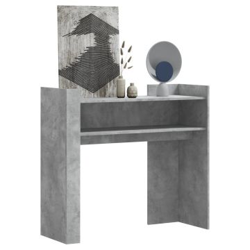 Gossi masa consola, gri beton, 100x35x90 cm, lemn prelucrat