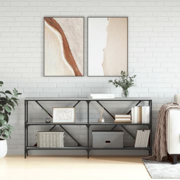 Gossi masa consola, gri sonoma, 160x30x75 cm, lemn prelucrat si fier