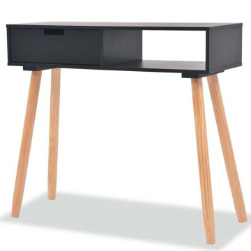 Gossi masa consola, lemn masiv de pin 80x30x72 cm, negru