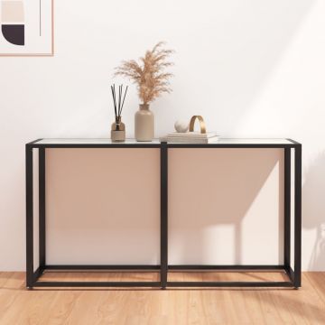 Gossi masa consola, marmura alba, 140x35x75,5 cm, sticla securizata