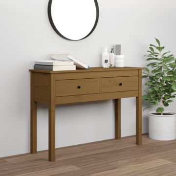Gossi masa consola, maro miere, 100x35x75 cm, lemn masiv de pin