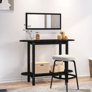 Gossi masa consola, negru, 110x40x80 cm, lemn masiv de pin