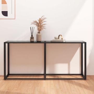Gossi masa consola, negru, 160x35x75,5 cm, sticla securizata