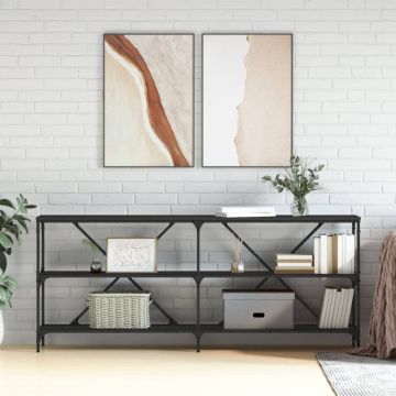 Gossi masa consola, negru, 180x30x75 cm, lemn prelucrat si fier
