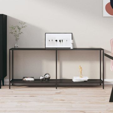 Gossi masa consola,negru, 180x35x75,5 cm, sticla securizata