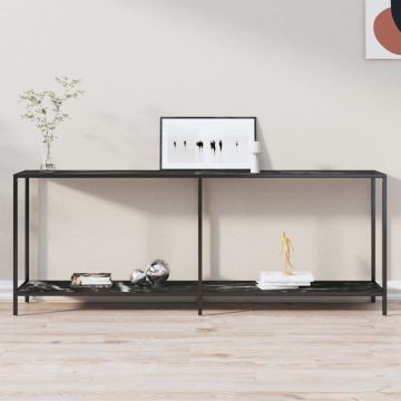 Gossi masa consola, negru, 200x35x75,5 cm, sticla securizata