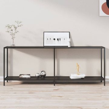 Gossi masa consola, negru, 200x35x75,5 cm, sticla securizata