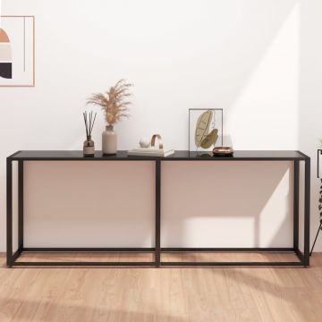 Gossi masa consola, negru, 200x35x75,5 cm, sticla securizata