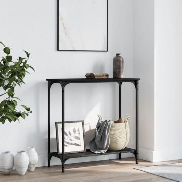 Gossi masa consola, negru, 75x30,5x75 cm, lemn prelucrat