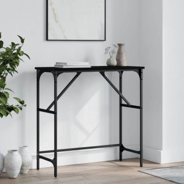 Gossi masa consola, negru, 75x32x75 cm, lemn prelucrat